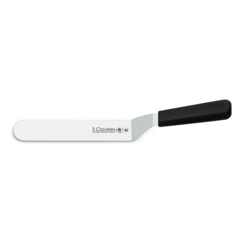 Espátula Curva 3 Claveles 20cm Acero Inoxidable Mango Plástico