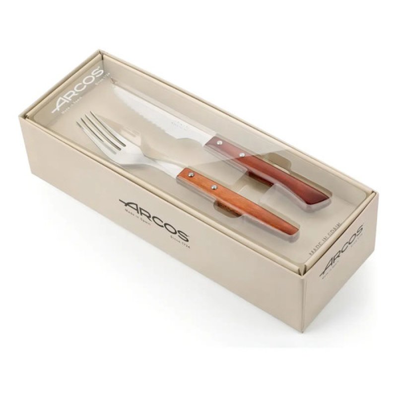 Juego Cubiertos Arcos Haya Acero Inoxidable Mango Madera 12 Piezas Marrón