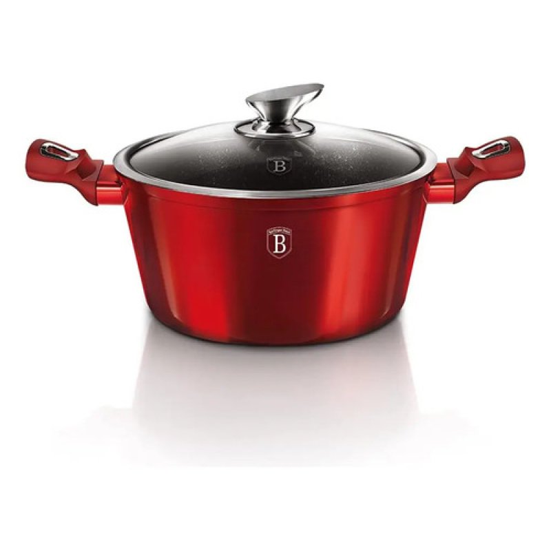 Cacerola Aluminio Forjado 28cm Berlinger Haus Inducción Revestimiento Mármol Rojo