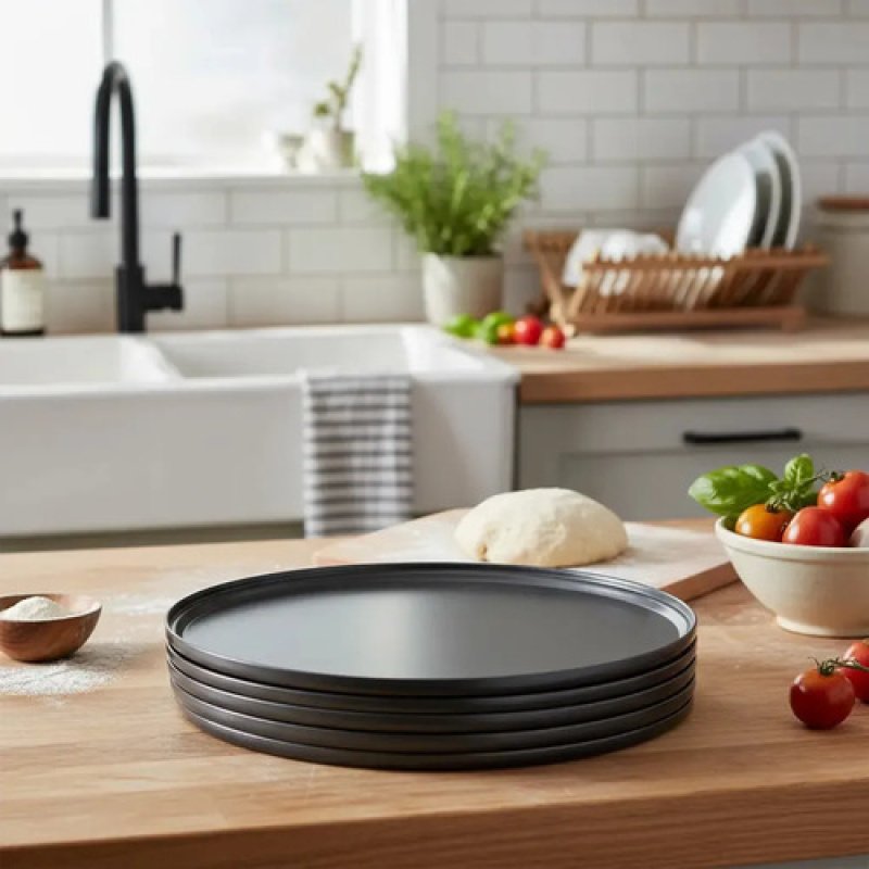 Pack De 6 Asaderas Para Pizza 32cm Antihaderente Selecta Gris Oscuro