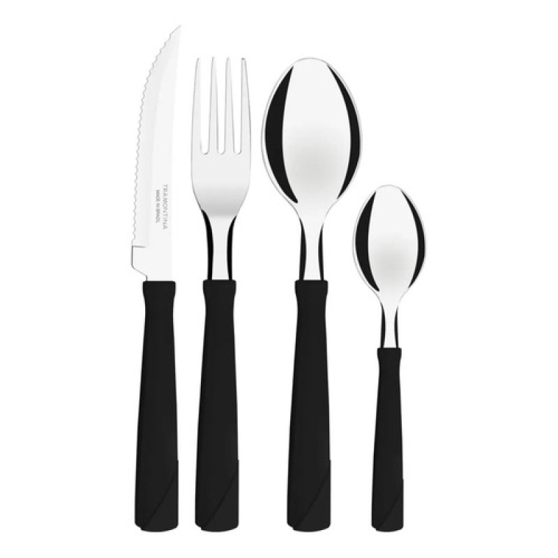 Cubiertos Tramontina New Kolor De Acero Inox 24 Piezas Negro Negro