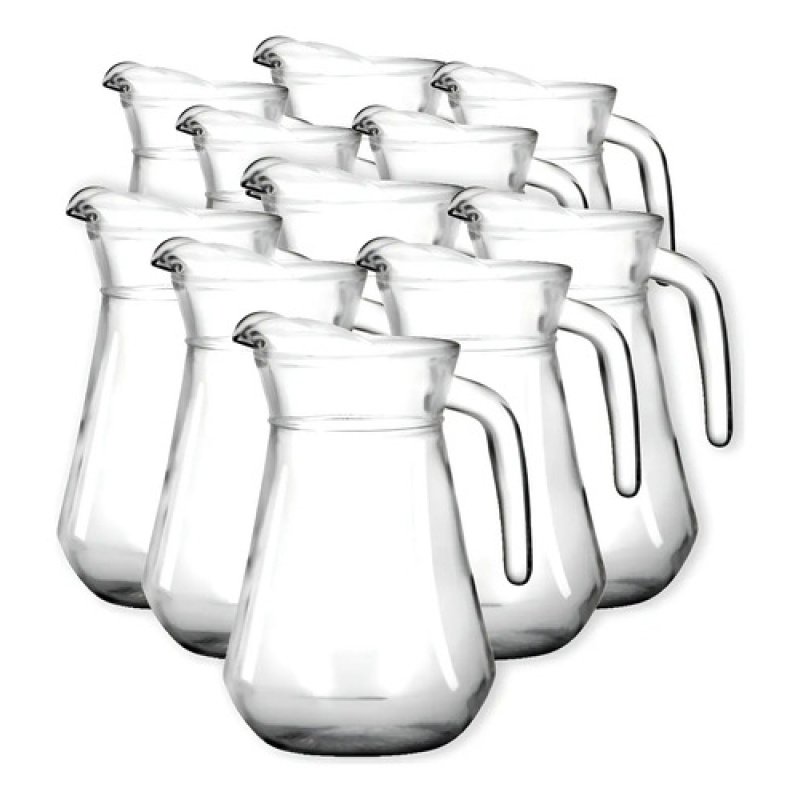 Jarra Vidrio Transparente 1.3l Con Manija Y Pico Vertedor Selecta Set 12 Piezas