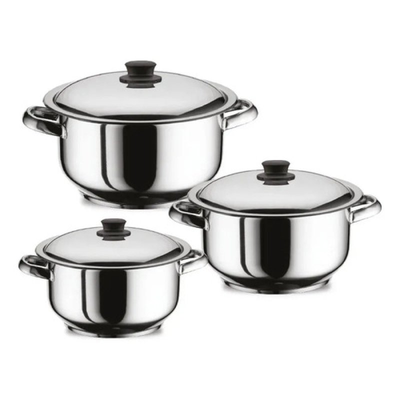 Set De 3 Ollas 24, 26, 28cm Acero Inoxidable Arian