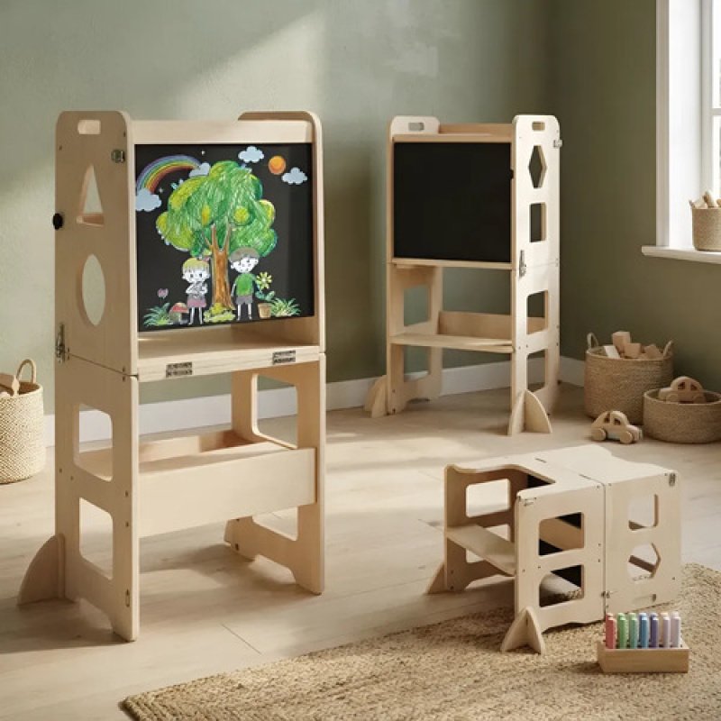 Torre De Aprendizaje Plegable Con Pizzarra Montessori Noko