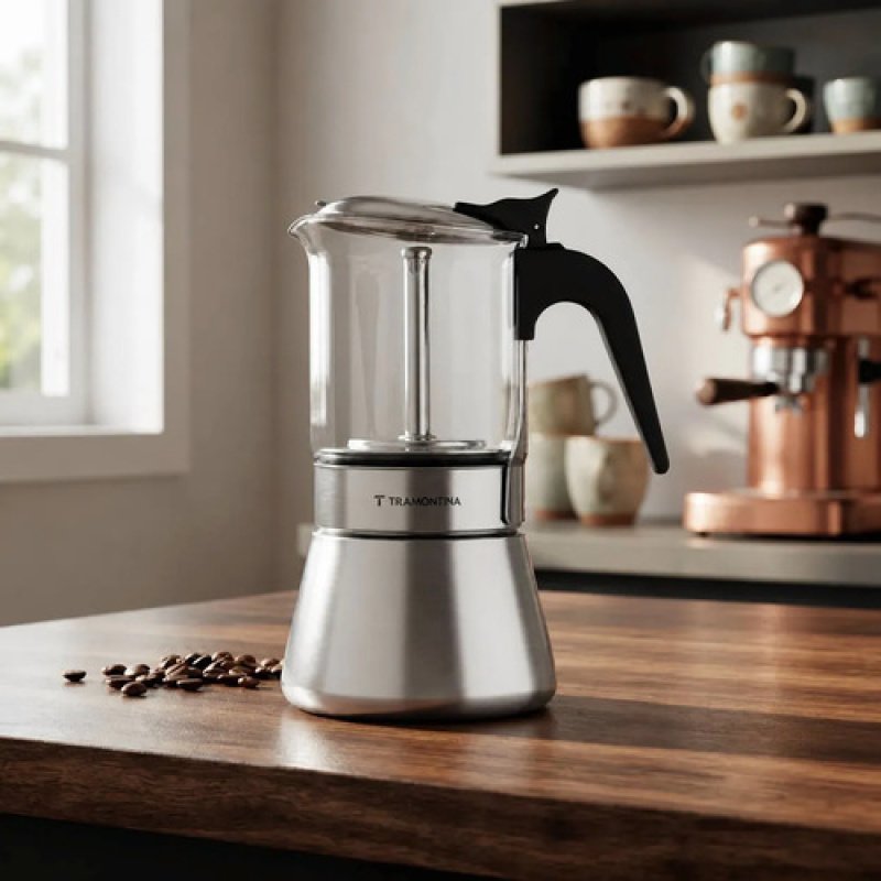 Cafetera Italiana Tramontina Para Espresso De Acero Inox - 300ml