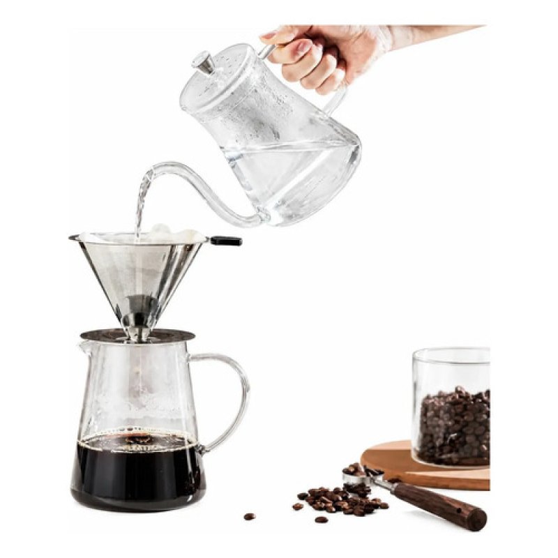 Cafetera De Borosilicato Con Filtro Aero Inoxidable 970ml